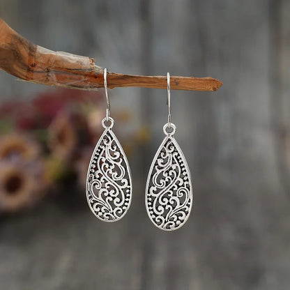 Bohemian Silver Geometric Vintage Dangle Earrings for Women