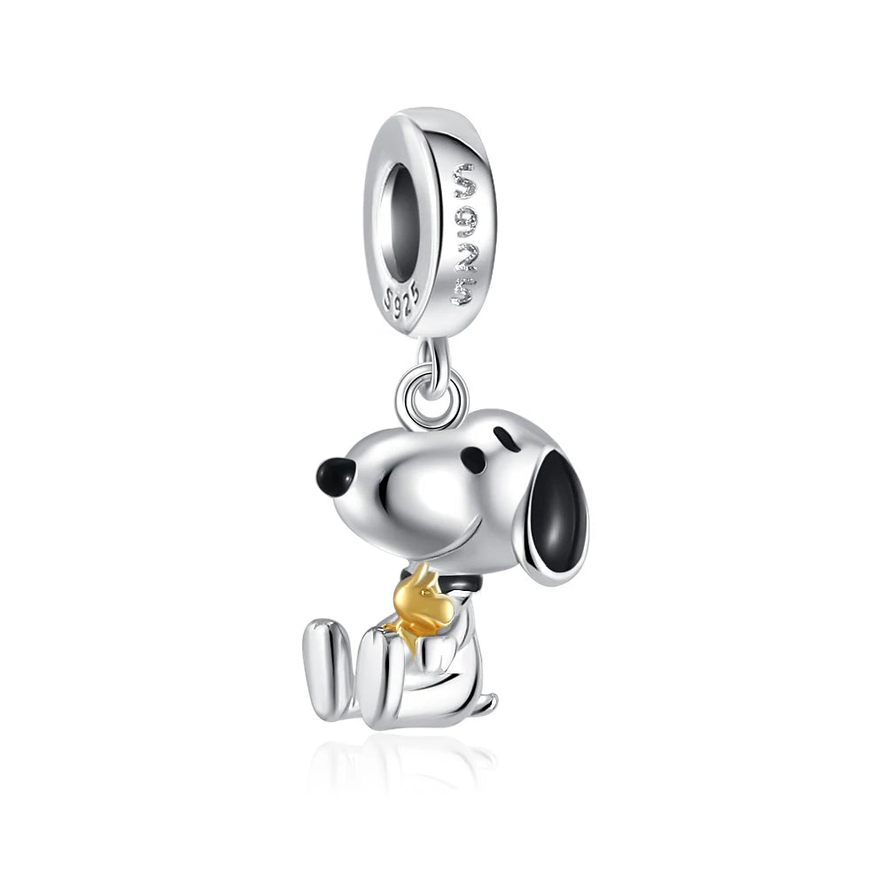 Exquisite 925 Silver Dog Car Bead Bicycle Pendant for DIY European Bracelet Accessories