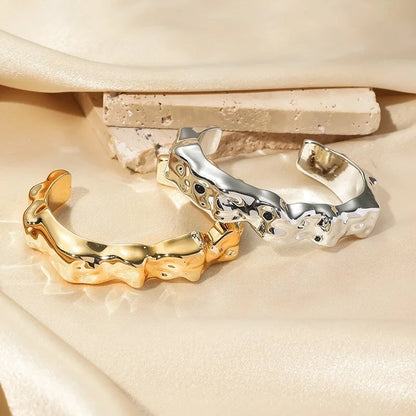 Chic Irregular Cuff Bracelets for Women in Glossy Gold and Silver - Fashion Statement Bangle Jewelry
