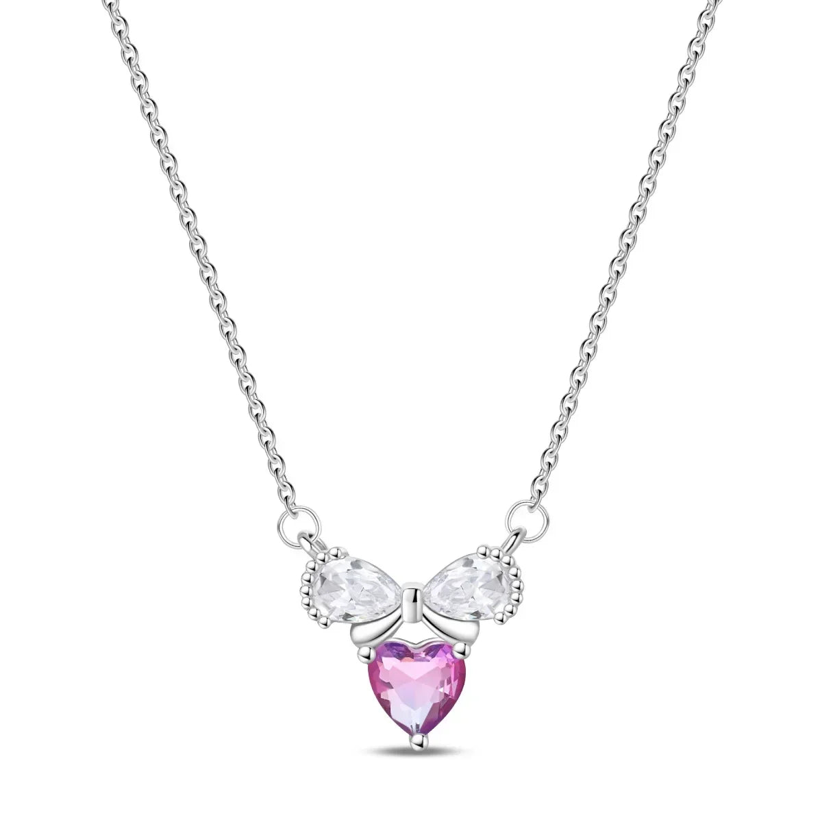 925 Sterling Silver Heart Arrow Pendant Necklace Classic Bow Tie Charm for Women Elegant DIY Gift