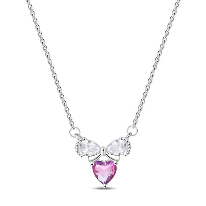 925 Sterling Silver Heart Arrow Pendant Necklace Classic Bow Tie Charm for Women Elegant DIY Gift