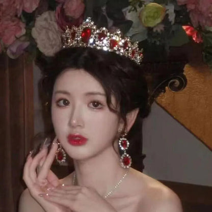 Elegant Crystal Bridal Tiara Set with Earrings and Necklace for Princess Brides