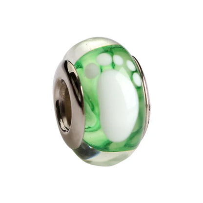 925 Sterling Silver Murano Glass Footprint Charm Colorful Zircon Bead for Women DIY Necklace and Bracelet Jewelry