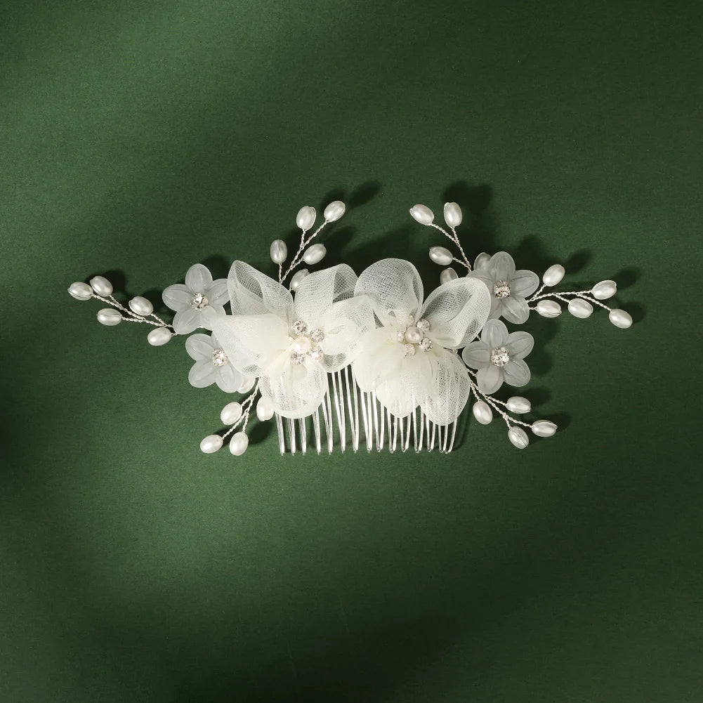 Elegant Bridal Flower Hair Comb Set Handmade Wedding Hair Accessories For Women