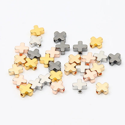 Gold Color Copper Cross Beads Set for DIY Jewelry Making and Accessories
