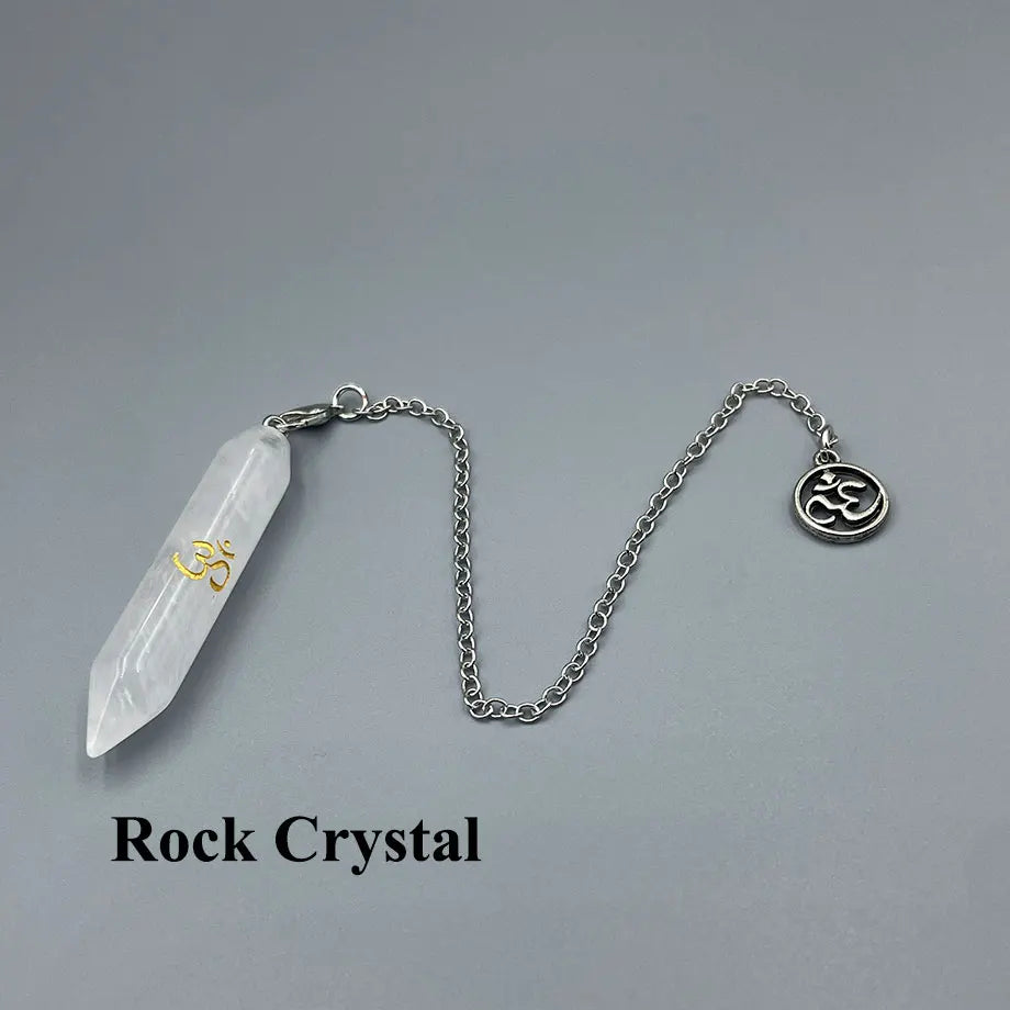 Mystic Fluorite Amethyst Crystal Pendulum Necklace for Divination and Reiki