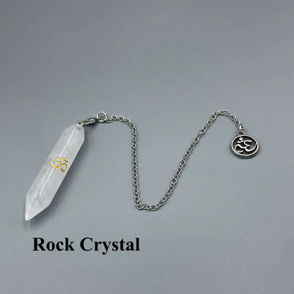 Mystic Fluorite Amethyst Crystal Pendulum Necklace for Divination and Reiki