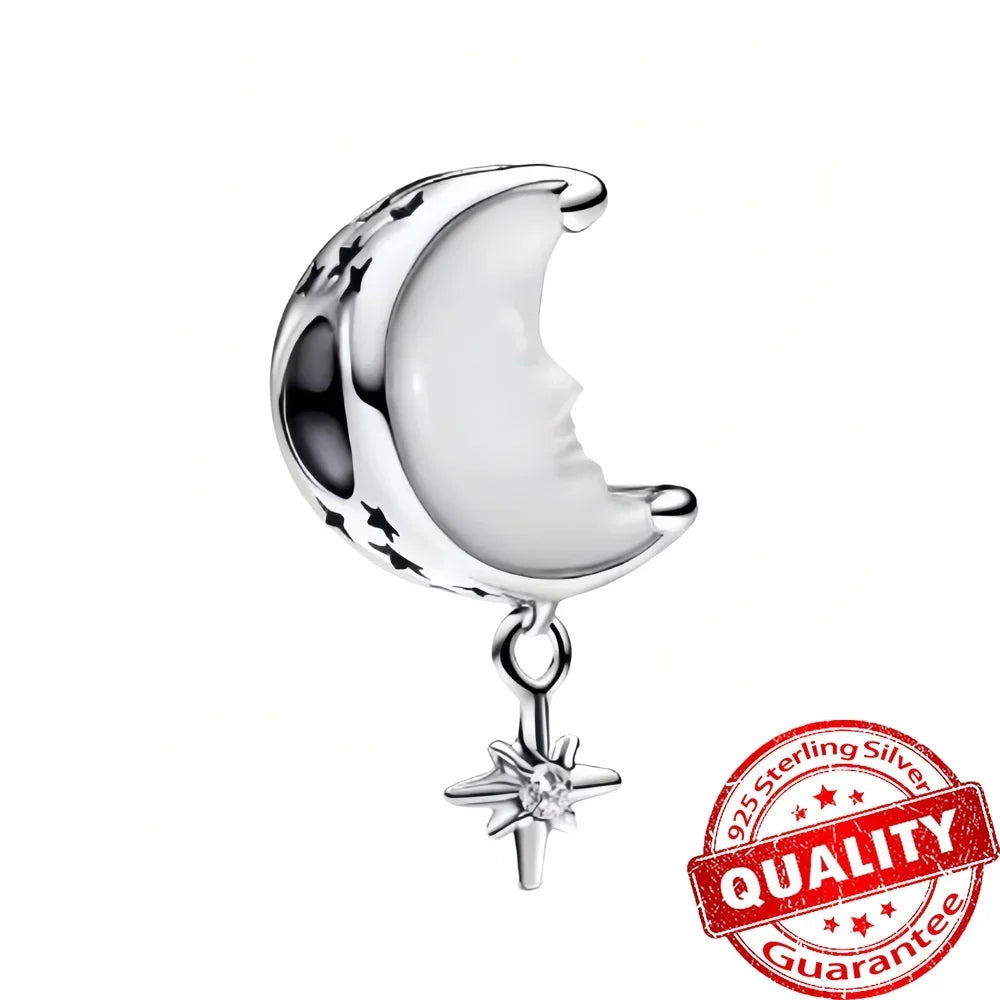 Sterling Silver 925 Skiing Penguin Charm with Geometric Snowflake Beads for Bracelets and Necklaces DIY Jewelry Gift