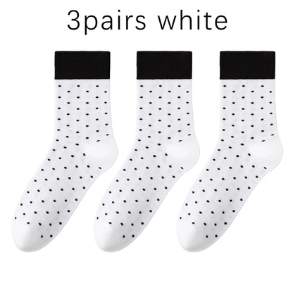 3 Pairs Women Airy Polka Dot Socks Odor Free Stretch