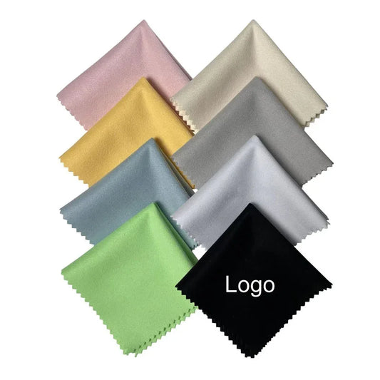 Zavorohin Soft Microfiber Suede Cleaning Cloths for Glasses and Jewelry, 100 Pack, Custom Logo Options