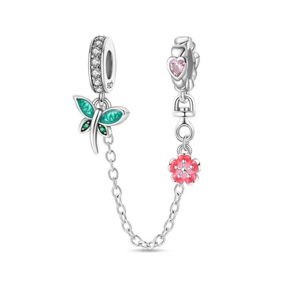 Luxury 925 Sterling Silver Clover Daisy Star Moon Zircon Pavé Safety Chain Bow Necklace and Bracelet Set for Women Fine Jewelry Gifts