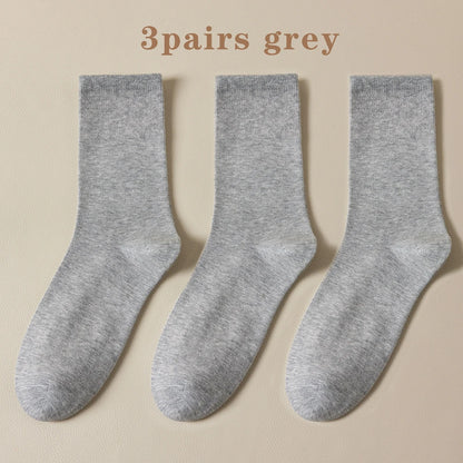 Seamless Cotton Mid Crew Socks Women Breathable Retro