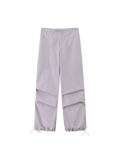 Women Parachute Cargo Pants High Waist Jogger Boot Cut