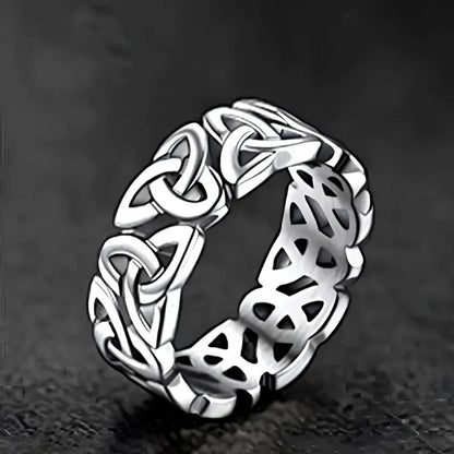 Huitan Glossy Sterling Silver Irish Knot Ring for Women - Exquisite Hollow Pattern Wedding Jewelry
