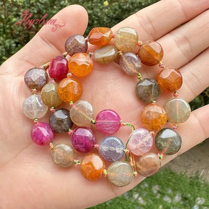 Natural Multicolor Cracked Agate Faceted Stone Beads for DIY Necklaces and Bracelets 15 Inches