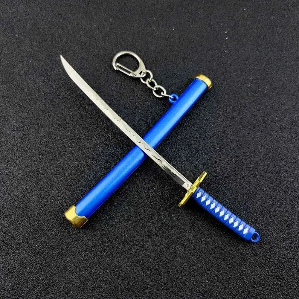 Mini Zoro Samurai Sword Keychain Top Rated Anime Accessory for Cosplay and Gifts K769-blue