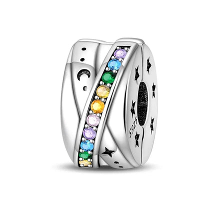 925 Sterling Silver Colorful Butterfly Star Moon Flower Beads Clip Charm for DIY Bracelet Fine Zircon Jewelry