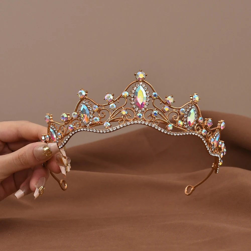 Radiant Princess Crystal Crown Headband for Bridal and Prom Elegance