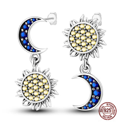 Blue Zircon 925 Sterling Silver Hoop Earrings Star Moon Butterfly Jewelry LTE158