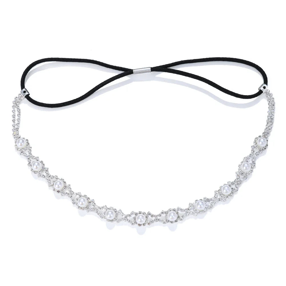 Elegant Bridal Rhinestone Headband with Pearls and Crystal Accents