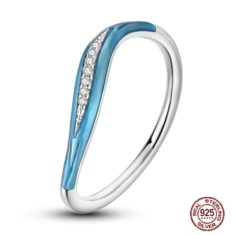Hot Blue Zircon 925 Sterling Silver Ring for Women Sparkling Star Moon Design Elegant Wedding Jewelry LLTR114