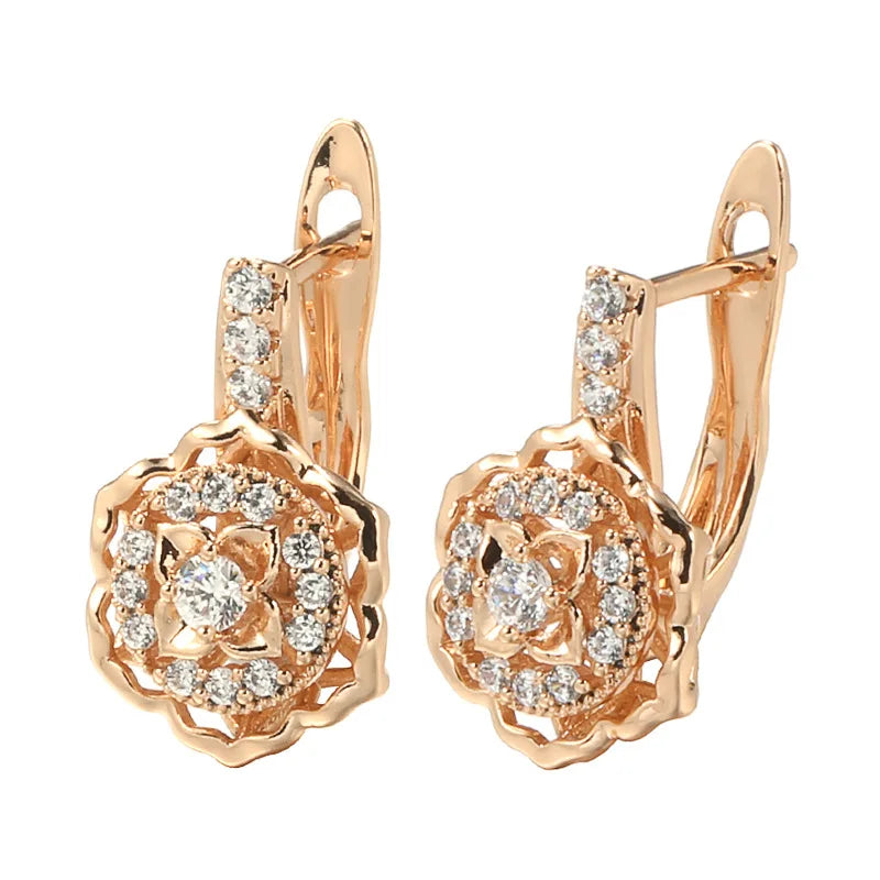 Dckazz Rose Gold Crystal Pendant Intertwined Drop Earrings for Women Christmas Gift