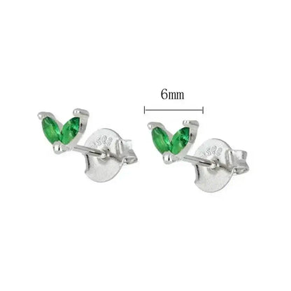 925 Sterling Silver Tiny Stud Earrings Colorful Crystal Luxury Jewelry LN0132-6