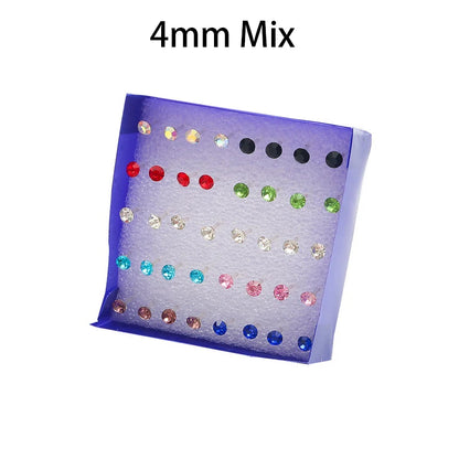 20 Pair Set Women Girls Rhinestone Crystal Stud Earrings Elegant Daily Wear Jewelry Gift