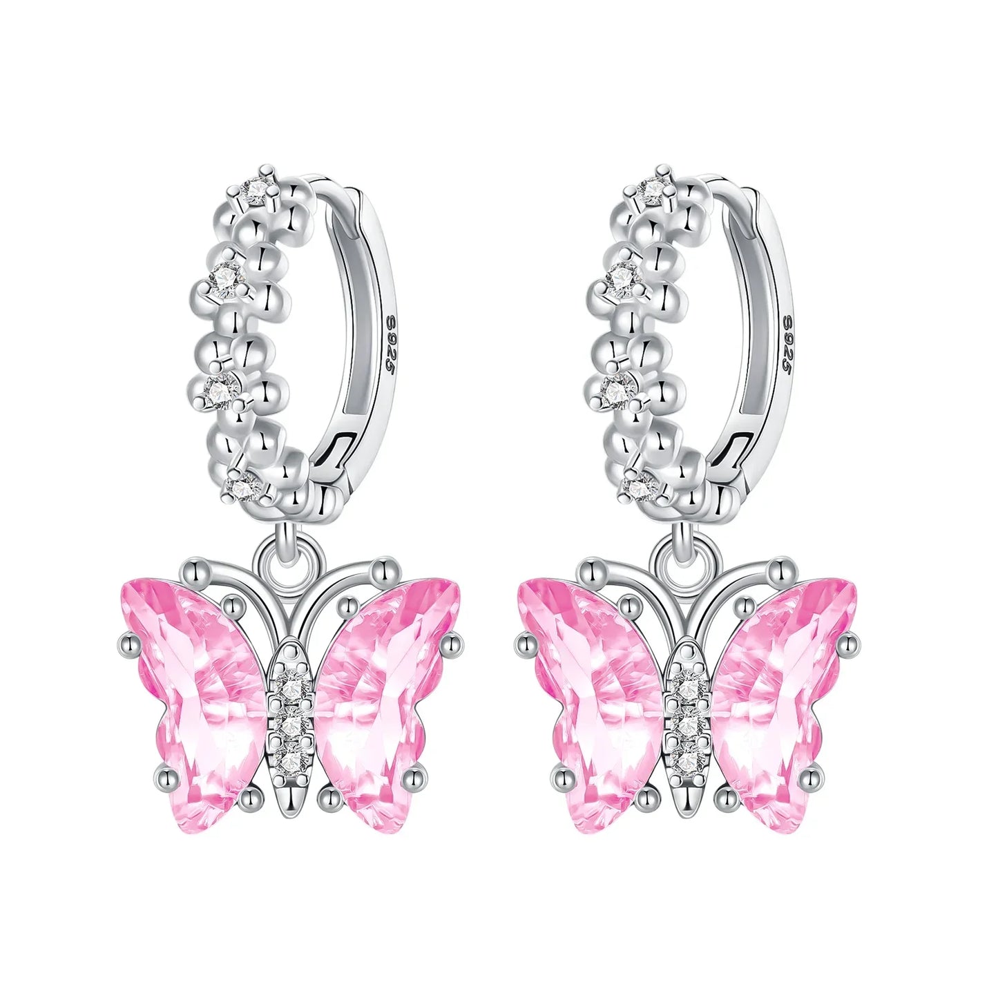 925 Sterling Silver Tulip Hoop Earrings with Dragonfly Firefly Bow Shell Conch and Turtle Designs Fine Jewelry Gifts for Women