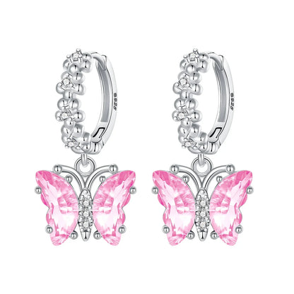 925 Sterling Silver Tulip Hoop Earrings with Dragonfly Firefly Bow Shell Conch and Turtle Designs Fine Jewelry Gifts for Women