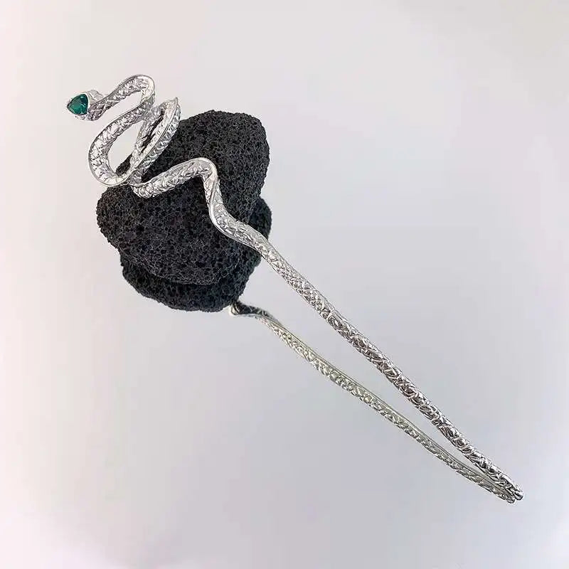 Vintage Rose Flower Crystal Hairpin Stick for Women Fashion Alloy Headwear