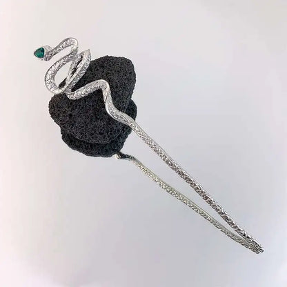 Vintage Rose Flower Crystal Hairpin Stick for Women Fashion Alloy Headwear