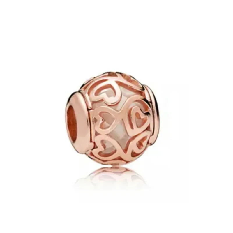 Exquisite 925 Silver Heart-Shaped Dog Paw Beads and Castle Pendant for European Original Bracelet DIY Accessories