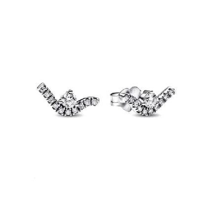 Spring Blue Flower Stud Earrings 925 Sterling Silver Zircon Jewelry for Women P1483