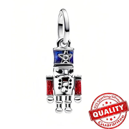 Original 925 Sterling Silver Christmas Charms Santa Claus Reindeer Earrings Beads for Necklace and Bracelet DIY Fine Jewelry Gifts