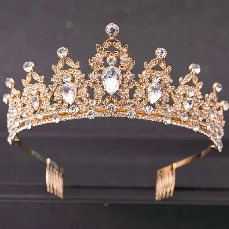 Elegant Crystal Bridal Tiara Crown for Weddings Silver Diadem Veil Headpiece Jewelry