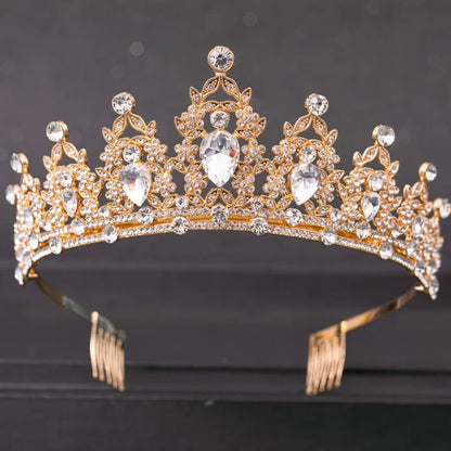 Elegant Crystal Bridal Tiara Crown for Weddings Silver Diadem Veil Headpiece Jewelry