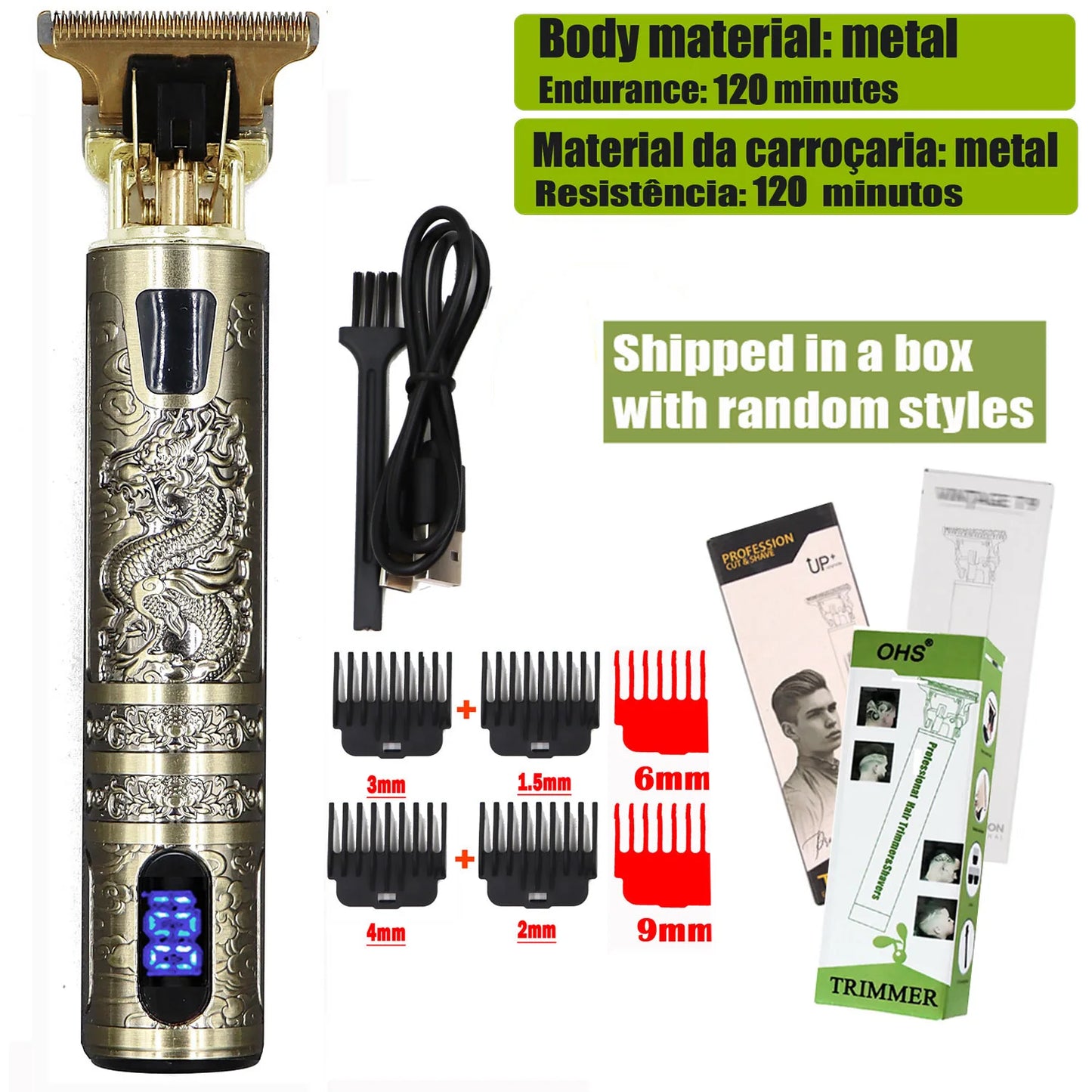 OHS T9 Cordless Electric Hair Clipper and Shaver for Men Fast Charging Floating Head Trimmer Waterproof Razor for Home and Travel