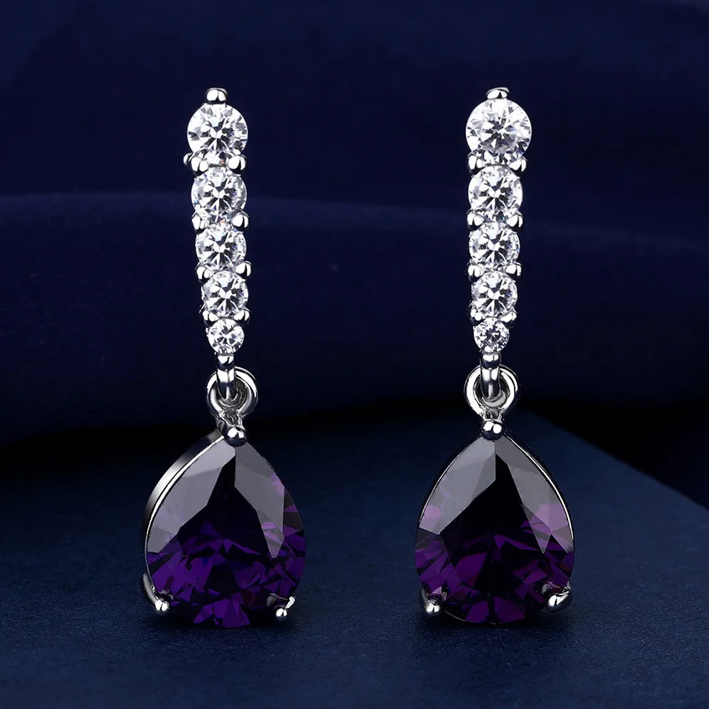 Sterling Silver CZ Crystal Plant Stud Earrings for Women and Teens