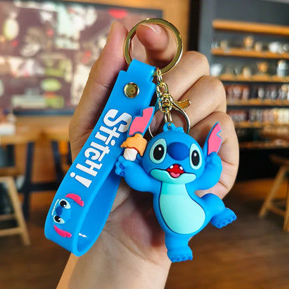 Kawaii Anime Disney Keychain Set Featuring Mickey Mouse, Minnie, Lilo & Stitch