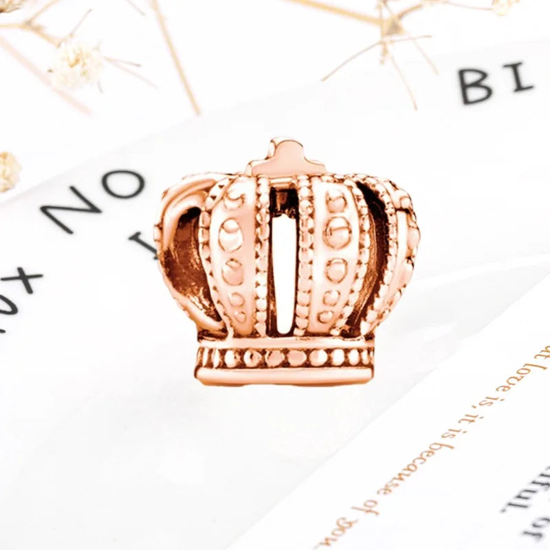 Rose Gold Winged Angel Heart Charm Bead Pink Daisy Spacer