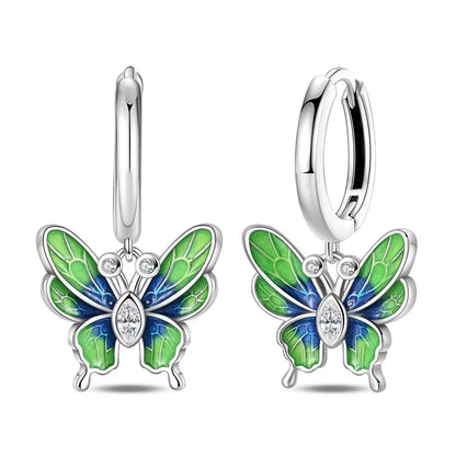 925 Sterling Silver Colorful Butterfly Heart Flower Starfish Bow Geometry Stud Earrings for Women Gift Jewelry Accessories