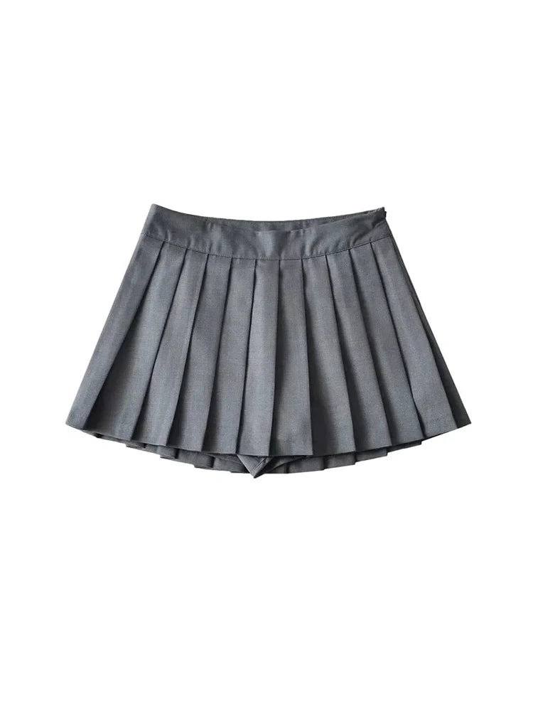 Summer High Waist Pleated Mini Skirt For Women White Black