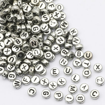Gold Color Acrylic Spacer Beads with Black Letter Charms for Jewelry Making and DIY Crafts
