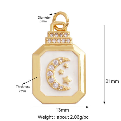 Gold-Plated Celestial Moon Star Charm Pendant with Cubic Zirconia for Jewelry Making