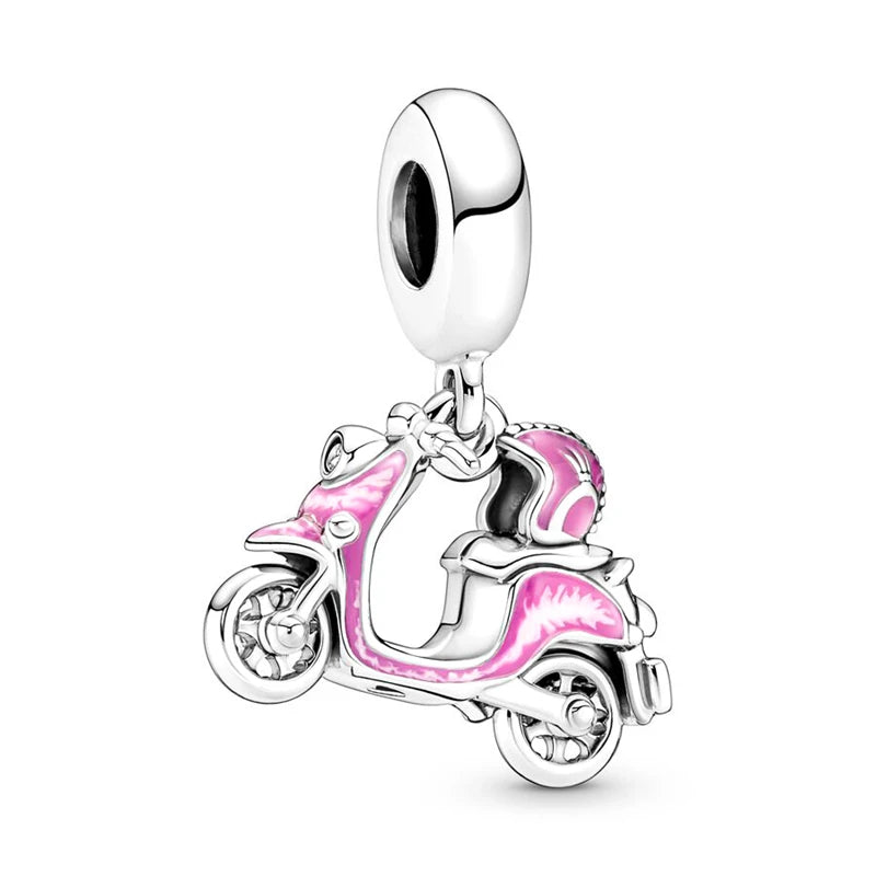Pink Hot Air Balloon Daisy Murano Glass Charm for European Silver Bracelet SS0248
