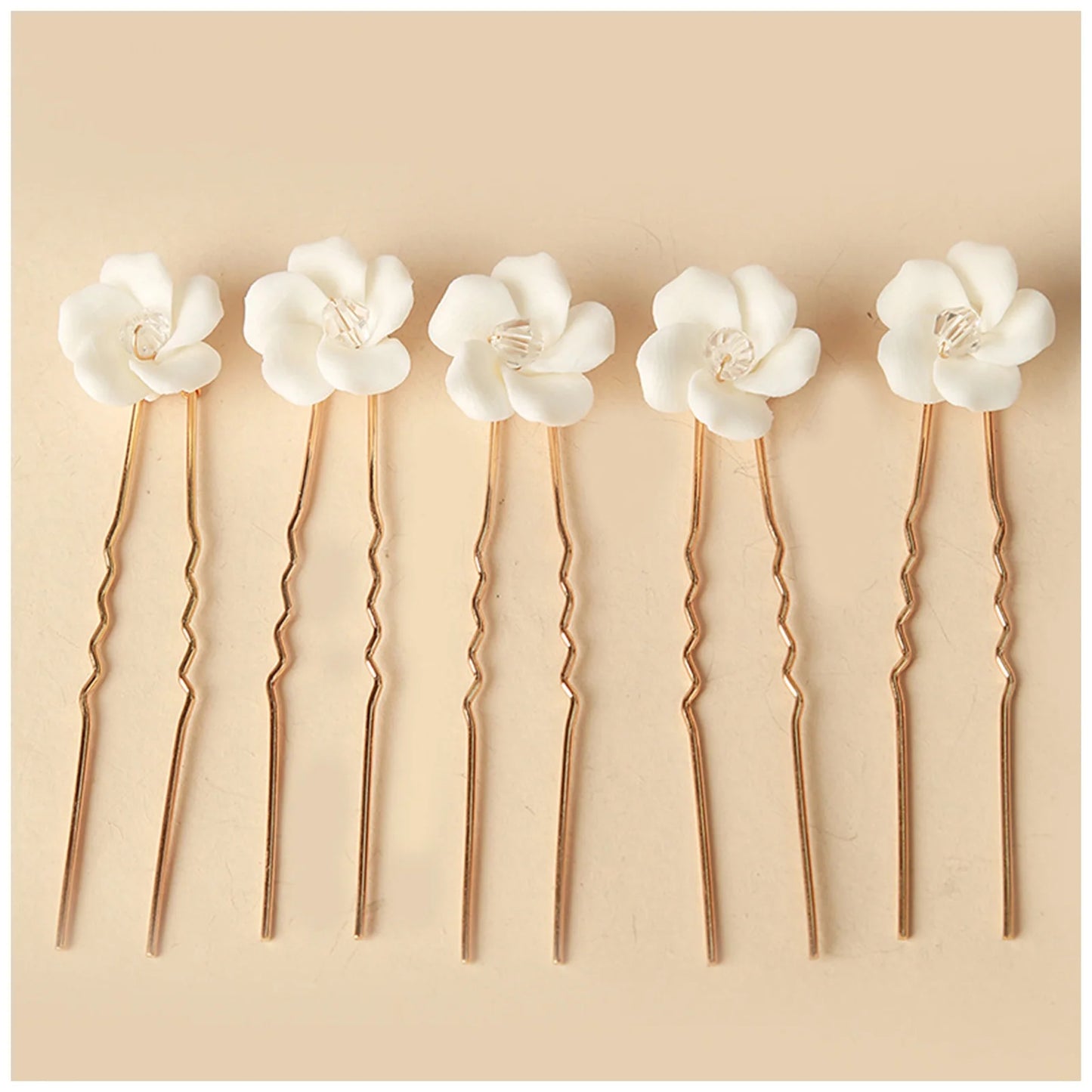 Elegant Bride U-Shaped Hair Sticks - Top-Rated Porcelain Flower Hairpins for Stunning Wedding Looks GE-5