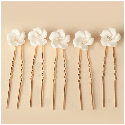 Elegant Bride U-Shaped Hair Sticks - Top-Rated Porcelain Flower Hairpins for Stunning Wedding Looks GE-5