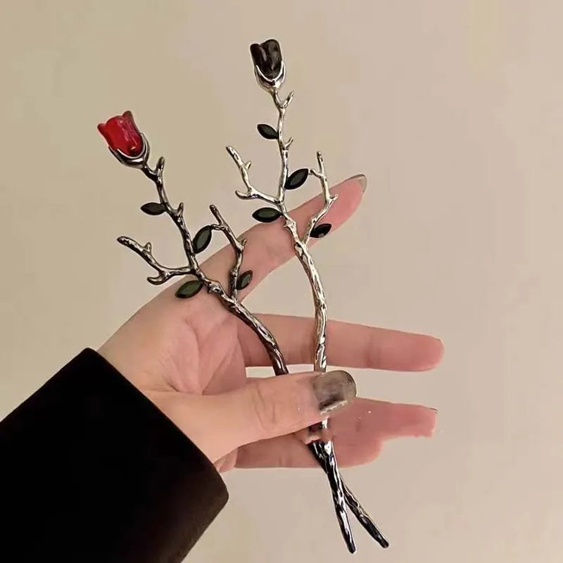 Elegant Vintage Rose Metal Hair Sticks with Sword and Snake Design for Women