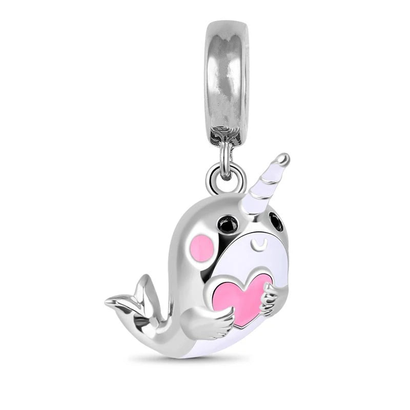 Pink Butterfly Axolotl Dangle Beads For 925 Silver Bracelet